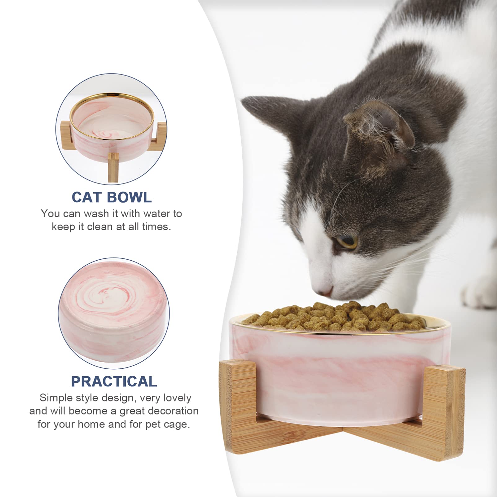 Balacoo Ceramic Cat & Dog Bowl with Stand - Elevated Pet Food and Water Dish for Cats, Puppies, Small Dogs - Durable Ceramic Feeder for Home, Kitchen, or Outdoor Use