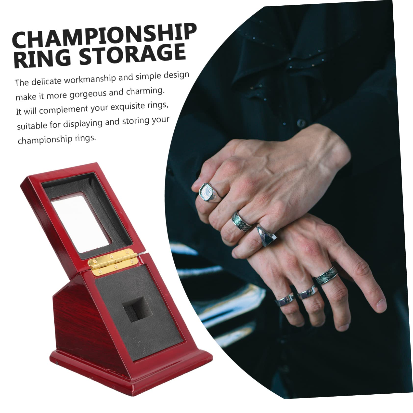 PACKOVE 5-Piece Cutoff Box Ring Stand - Baseball Ring Case & Storage Organizer for Sports Jewelry - Perfect for Displaying Championship Rings, Wedding Bands, and Sports Memorabilia