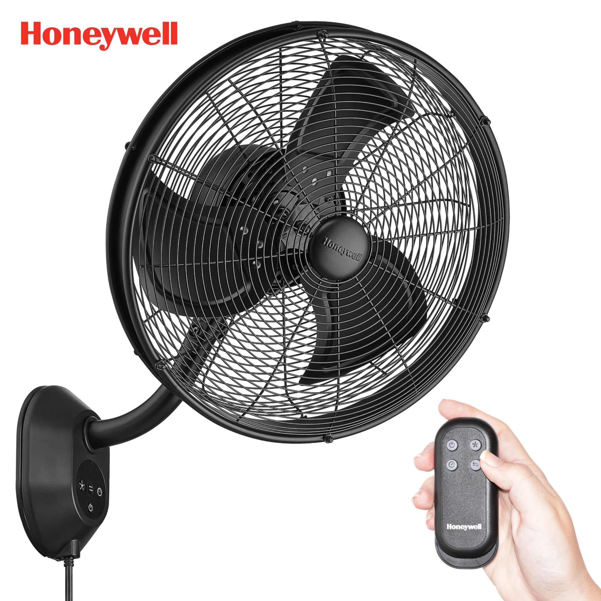Honeywell Indoor Outdoor Wall Mount Fan with Remote Control - Quiet Cooling for Bedroom, Living Room, Patio & Office