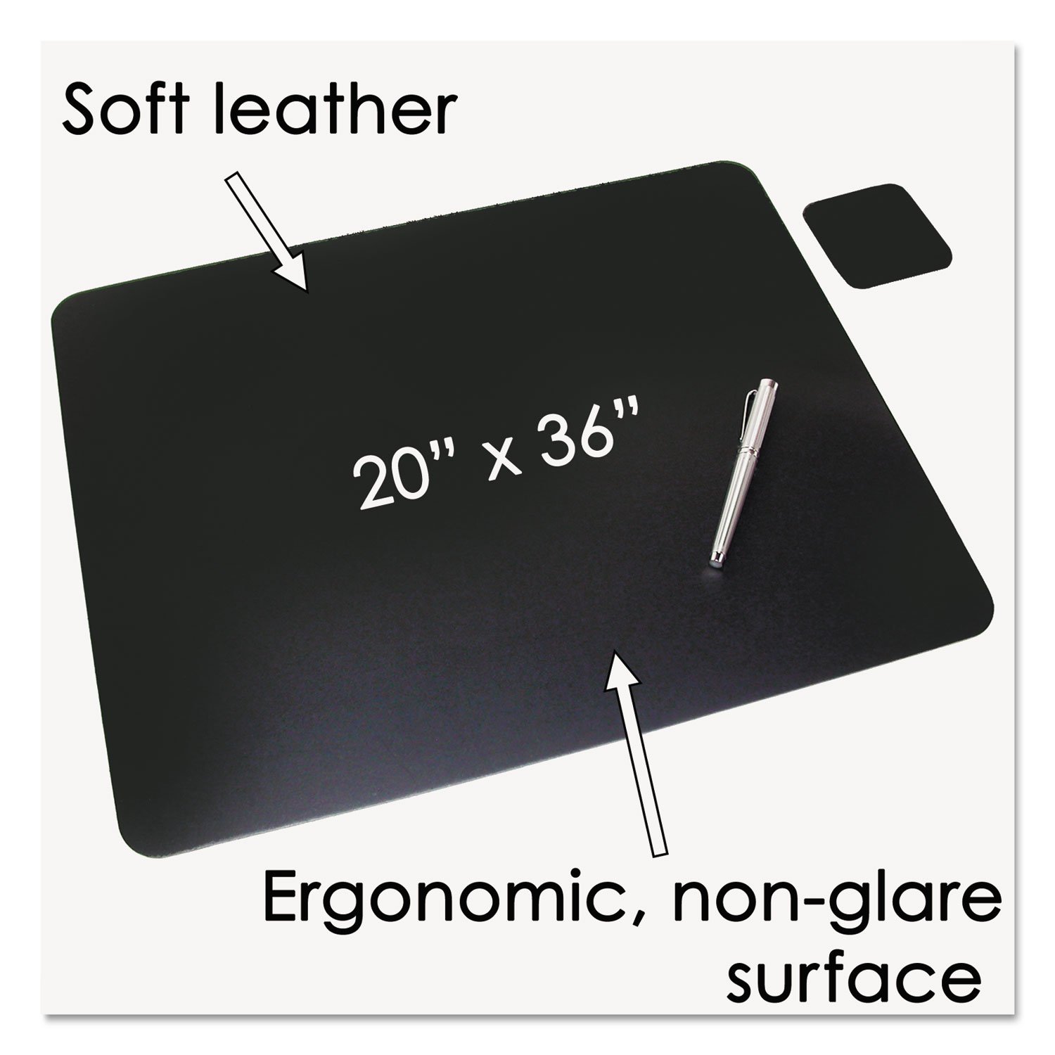 Premium Leather Desk Pad with Built-in Coaster - AOP2036LE - Waterproof Office Desk Protector for Writing, Mouse & Keyboard Use - Perfect for Home & Office Workspaces