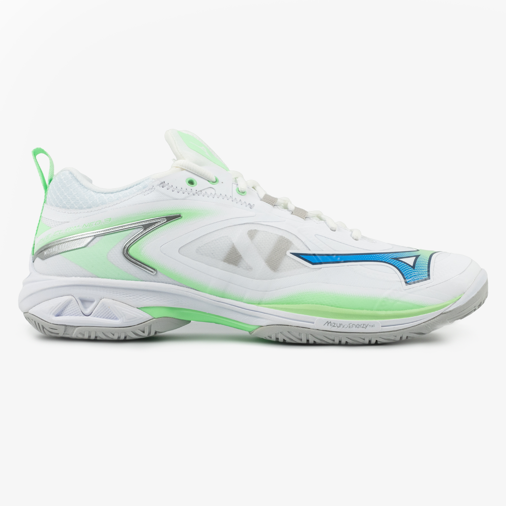 Mizuno Wave Claw Neo 3 Wide Volleyball Shoes for Men & Women - White/Lime - High Performance Indoor Court Shoes for Volleyball & Badminton Players