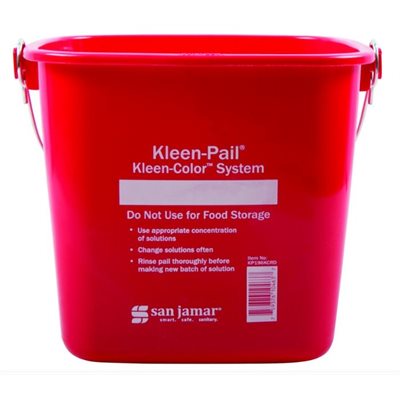 San Jamar 6 Quart (Qt) Commercial Sanitizing Bucket with Lid - NSF Certified, Heavy Duty Red Cleaning Bucket for Restaurants, Kitchens & Food Service
