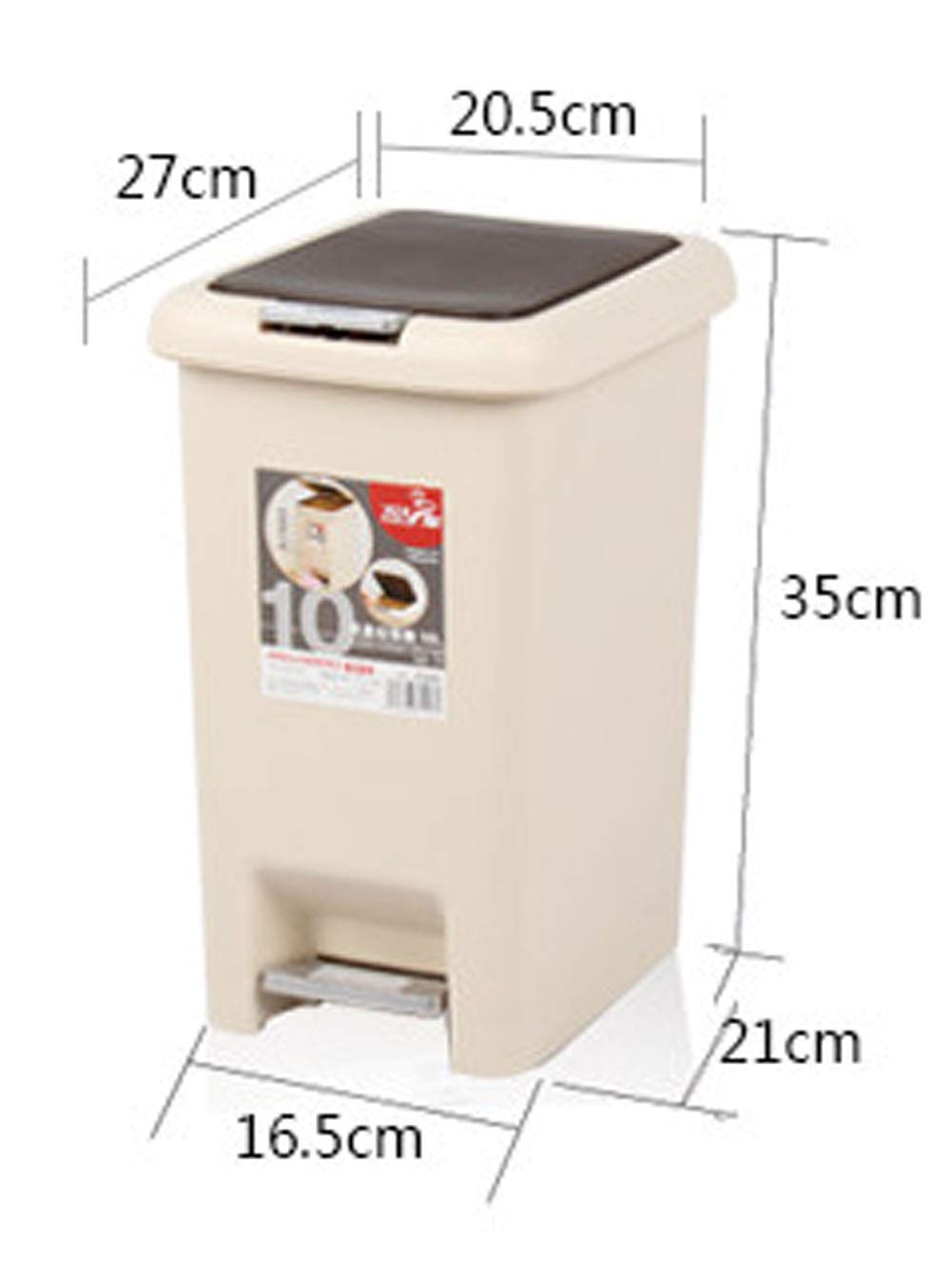 Hflove 13 Gallon Kitchen Trash Can with Lid - Step Pedal Garbage Bin for Home, Office, Bathroom - Durable Plastic Wastebasket in Beige - Perfect for Recycling, Composting & Household Waste Disposal