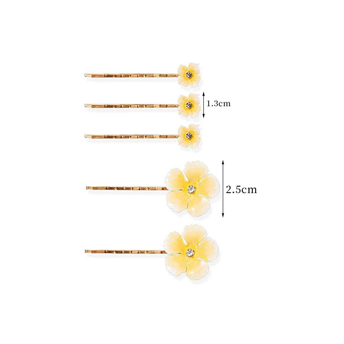 10PCS Fashion Flower Bobby Pin Hair Clips - Wedding Bride Metal Hair Pins for Women, Yellow Floral Side Clips - Perfect for Bridal, Prom, Party & Everyday Hairstyles