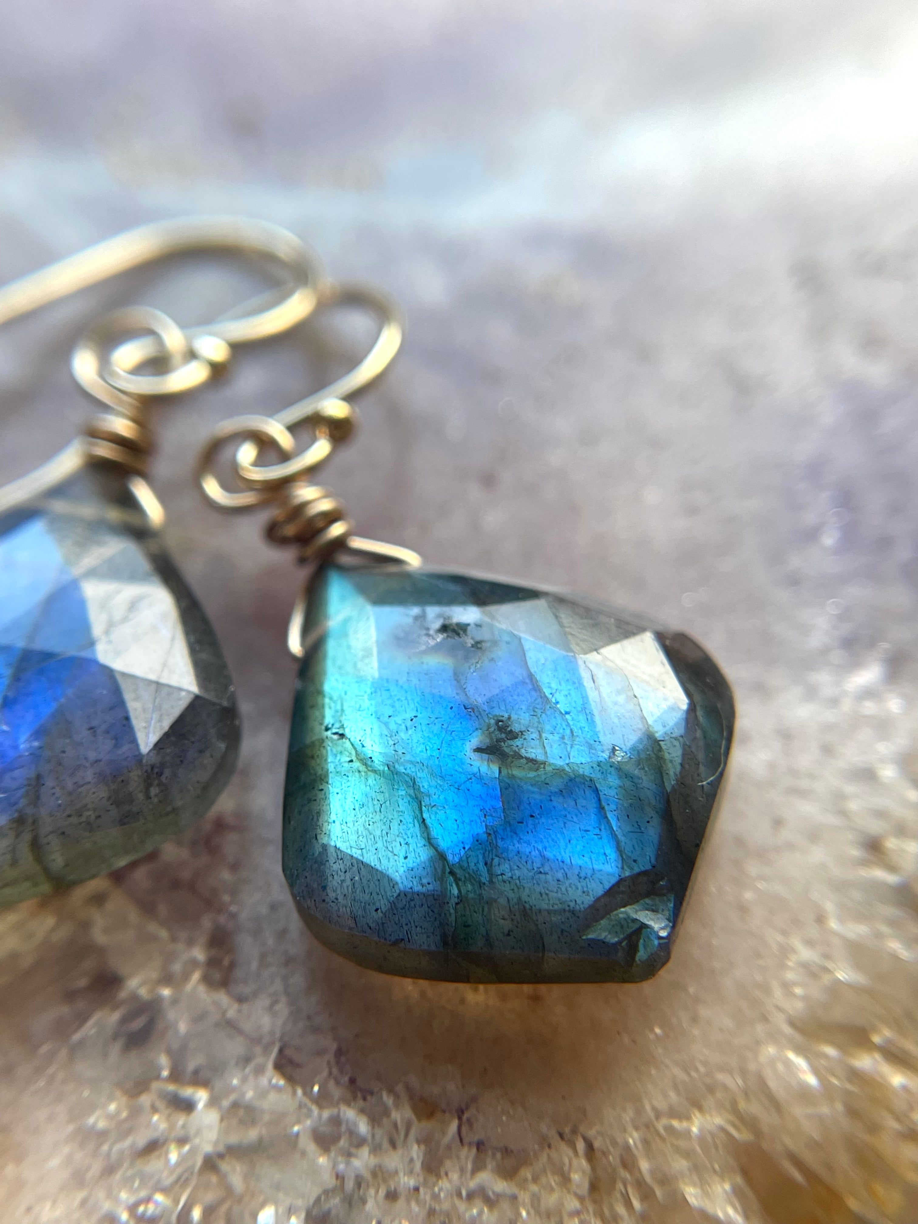 Labradorite Dangle Earrings for Women - Gold & Silver Boho Drop Earrings - Perfect for Bridal, Wedding, Boho Chic & Everyday Wear
