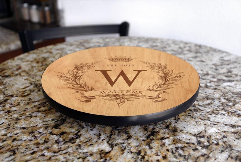 Personalized Monogram Lazy Susan Turntable - 3 Sizes (8