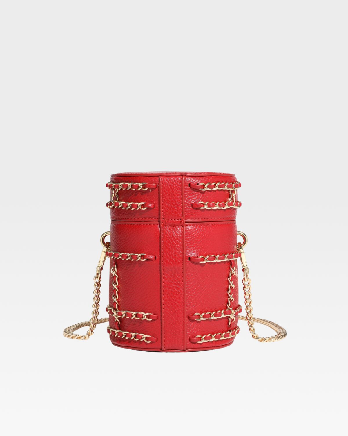 Stylish Red Leather Evening Mini Barrel Bag for Women - Perfect for Parties, Dates & Night Out Accessories