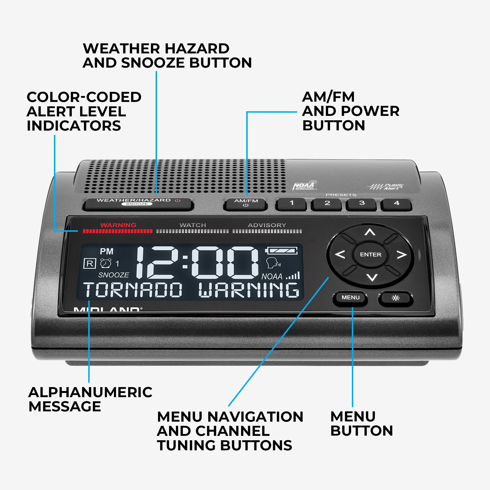 WR400 Deluxe NOAA Weather Radio with Emergency Alerts - Portable AM/FM Radio for Home, Outdoor, Camping & Emergency Preparedness