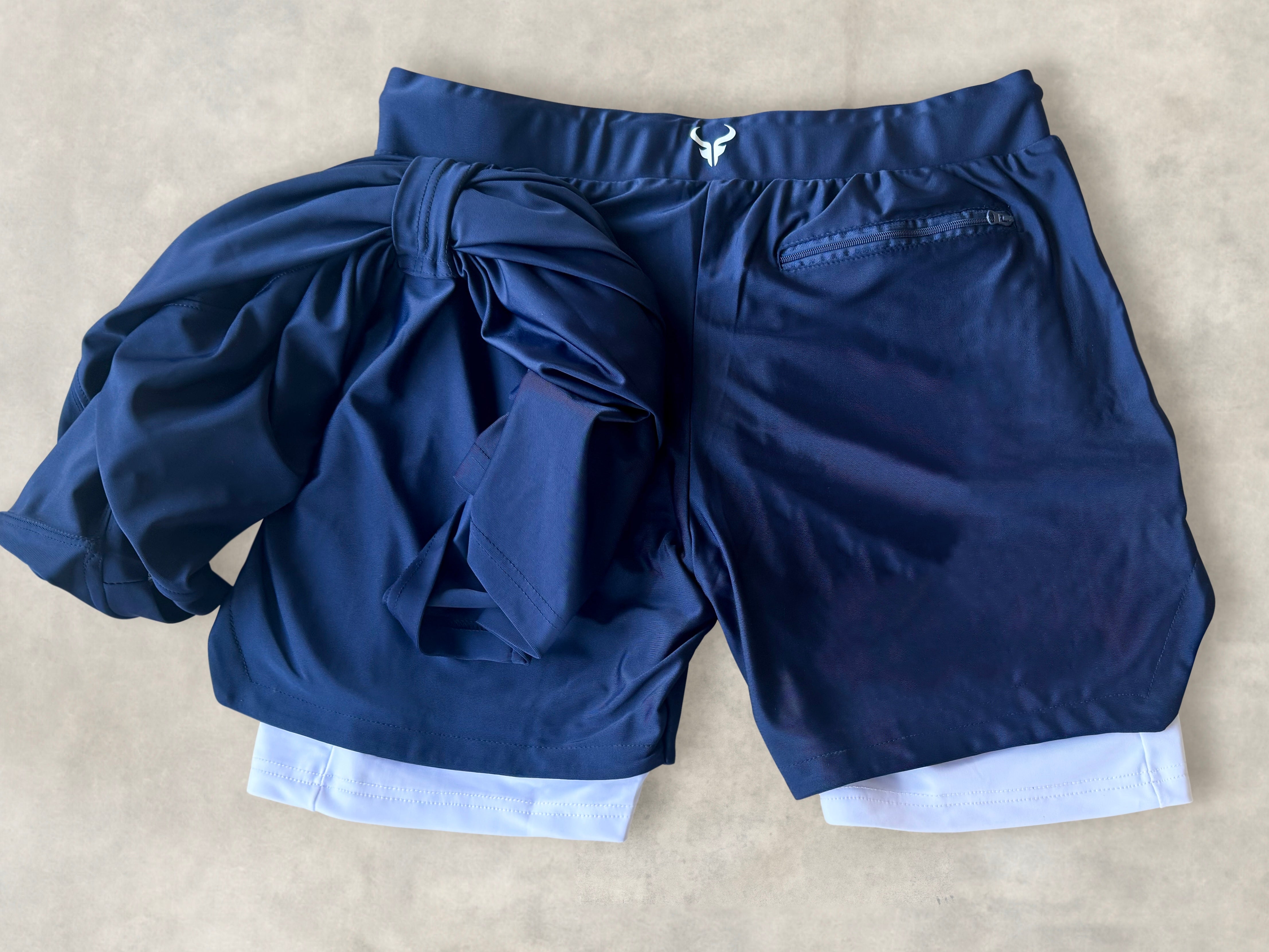 Cerus Navy Apex 2-in-1 Running Shorts with Liner - Men's Athletic Workout Gym & Training Shorts for Running, Basketball, and Outdoor Sports