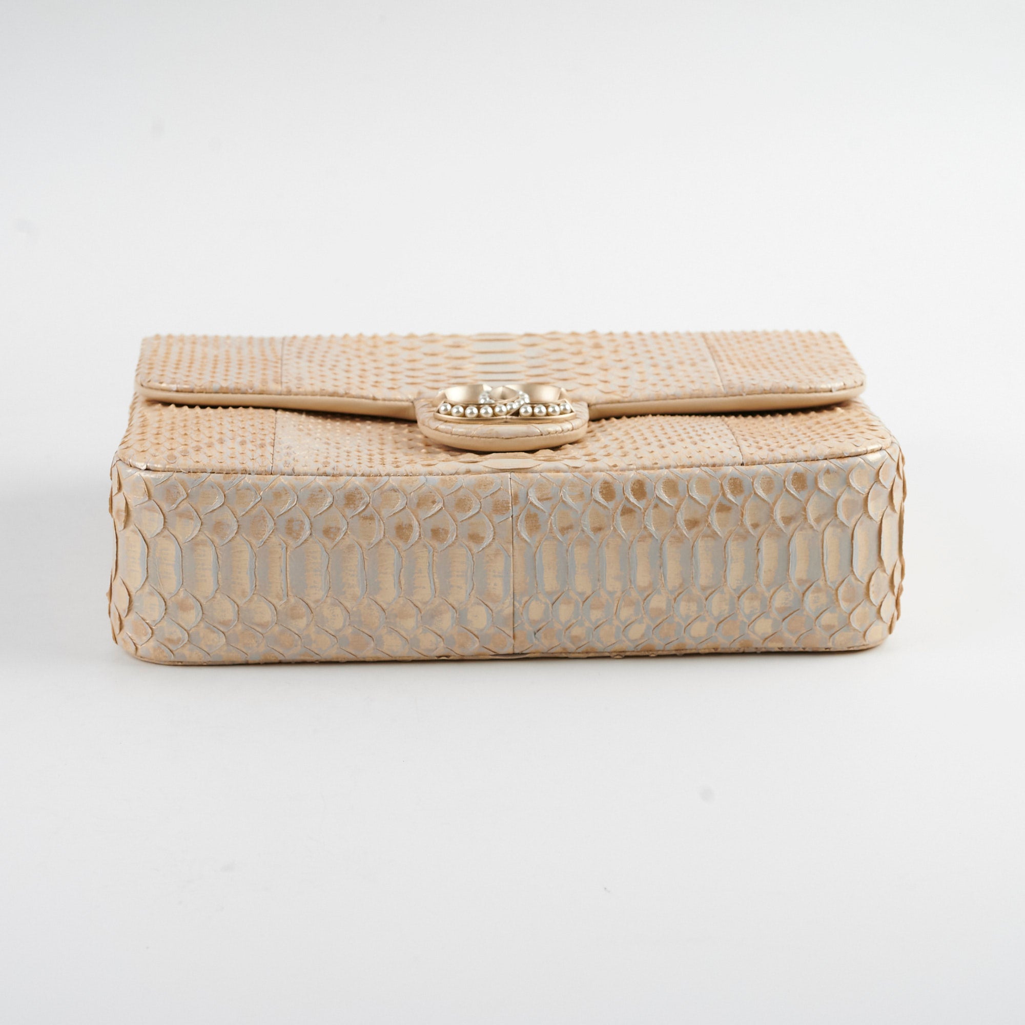 Chanel Python Flap Bag Light Gold - Luxury Designer Handbag for Women | Perfect for Evening Parties, Weddings & Special Occasions