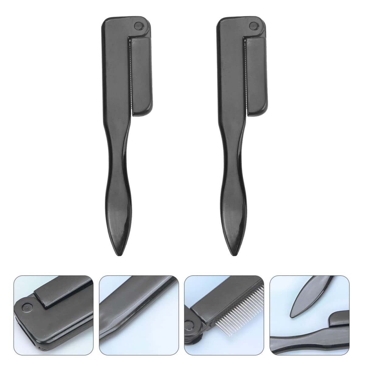 LALAFINA 3-Piece Professional Makeup Brush Set - Stainless Steel Eyebrow Comb & Eyelash Comb Kit for Perfect Eyebrow Shaping & Lash Separation | Ideal for Home, Salon & Travel Makeup Application