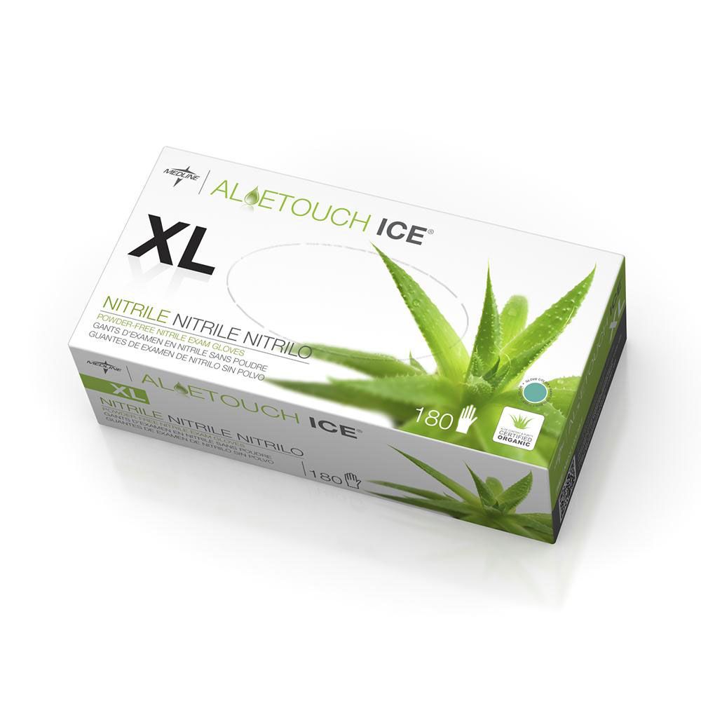 Aloetouch Ice Green Nitrile Gloves - 200 Count Box, Powder-Free, Disposable, Latex-Free, Textured Grip - Perfect for Medical, Food Service, Cleaning & Tattoo Parlors