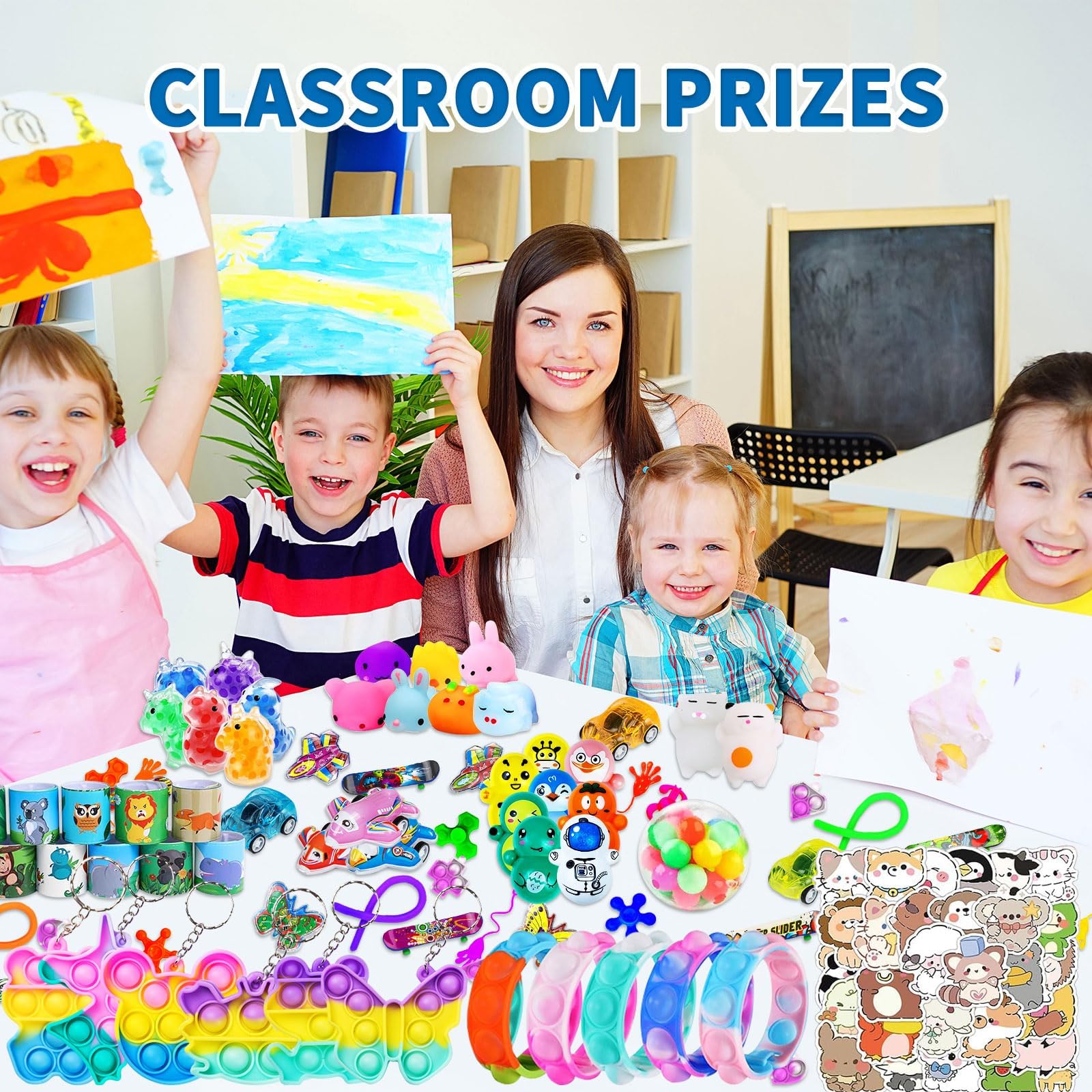 145 Pcs Kids Party Favors Bulk Pack - Pop Fidget Sensory Toys for Birthday Goodie Bags, Classroom Prizes, Pinata Stuffers & Treasure Box - Fun Stress Relief Toys for Boys Girls Birthday Party, School Carnival & Classroom Rewards