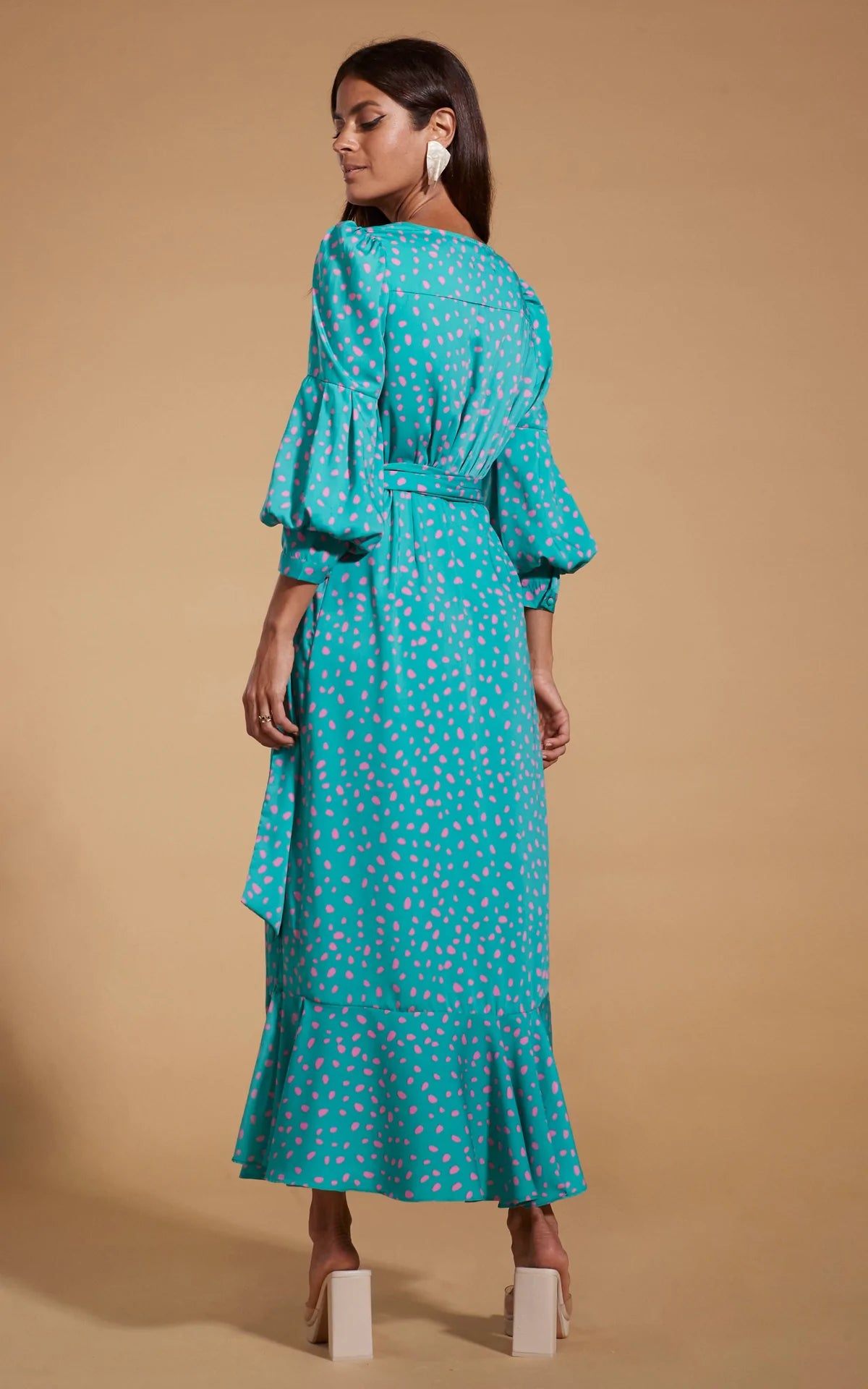 Havannah Maxi Wrap Dress - Abstract Pink & Sea Green Floral Print | Elegant Boho Summer Dress for Beach, Vacation & Date Night