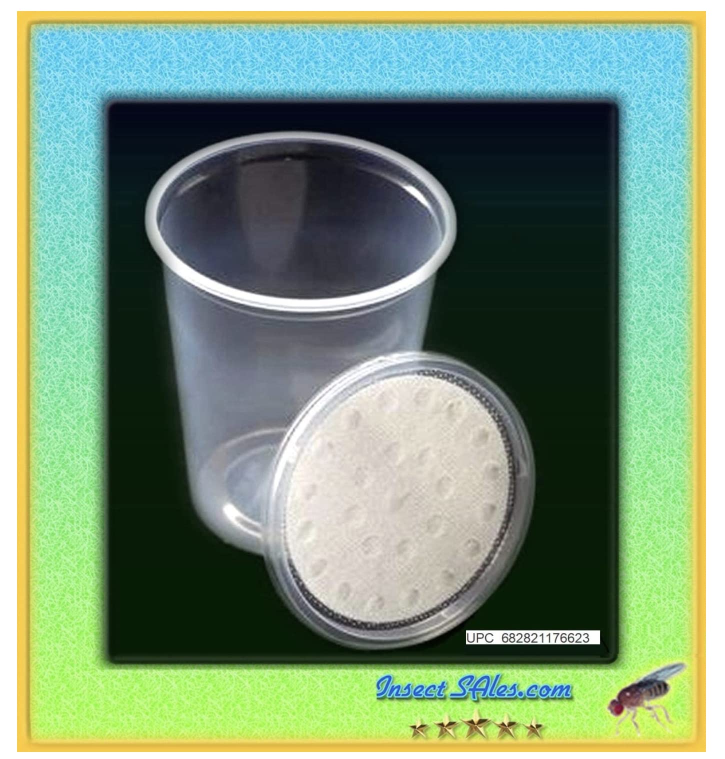 32 oz Fruit Fly Culture Cups (100 Pack) - Vented Fabric Lids for Live Insect Breeding | Perfect for Reptile & Amphibian Feeders, Pet Stores & Science Labs