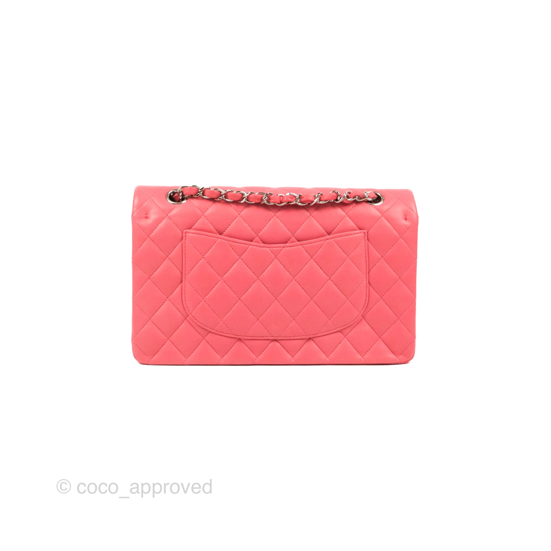 Chanel Classic Medium Double Flap Bag in Pink Lambskin with Silver Hardware - Luxury Designer Handbag for Women, Perfect for Parties, Weddings & Everyday Elegance