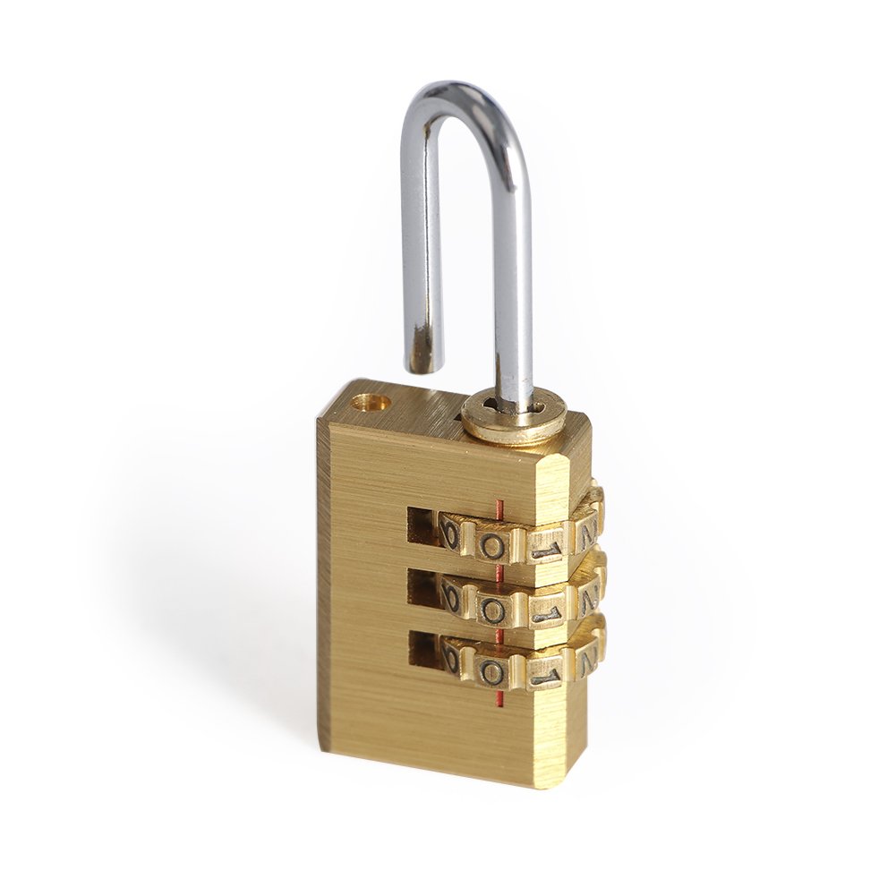 2PCS Brass Resettable 3-Digit Combination Padlock - Secure Suitcase, Luggage, Backpack, Gym Locker & Travel Baggage | Durable Password Lock for Home, School & Office Use