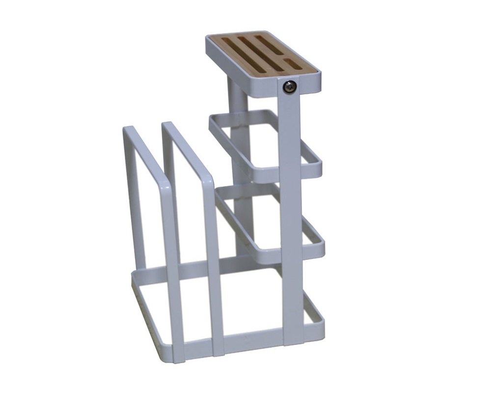 HENGRUI Kitchen Storage Rack - Organizer for Utensils, Cutting Boards & Cookware - Space Saving Solution for Countertop, Pantry & Cabinet Organization