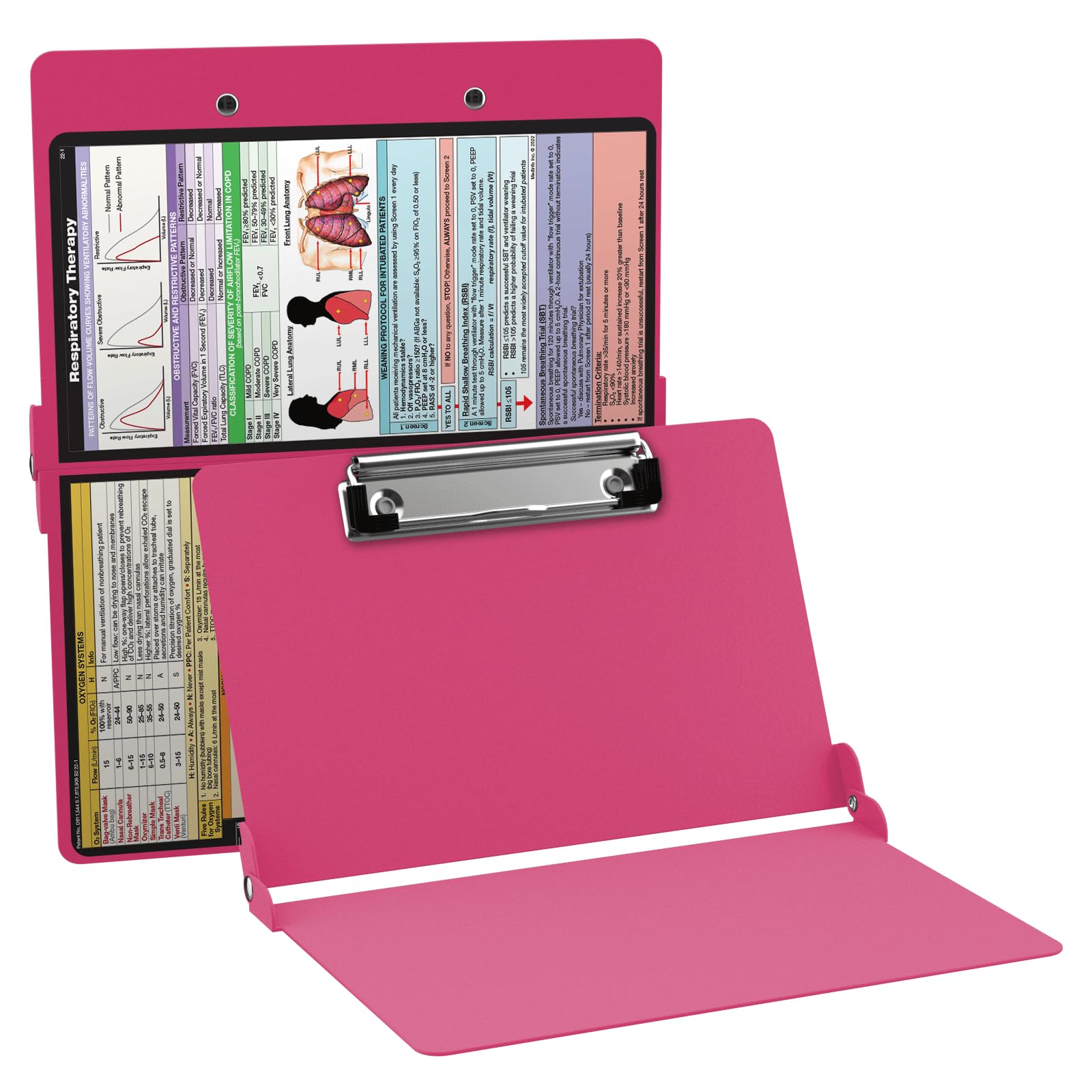 Whitecoat Clipboard® - Pink Respiratory Edition - Perfect for Nurses, Doctors & Medical Students - Ideal for Clinical Rounds, Patient Charts & Medical Documentation