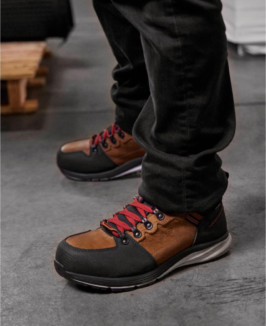 Men's Red Hook Waterproof Work Boots with Carbon Toe - Tobacco/Black - Slip Resistant Safety Shoes for Construction, Hiking & Outdoor Work