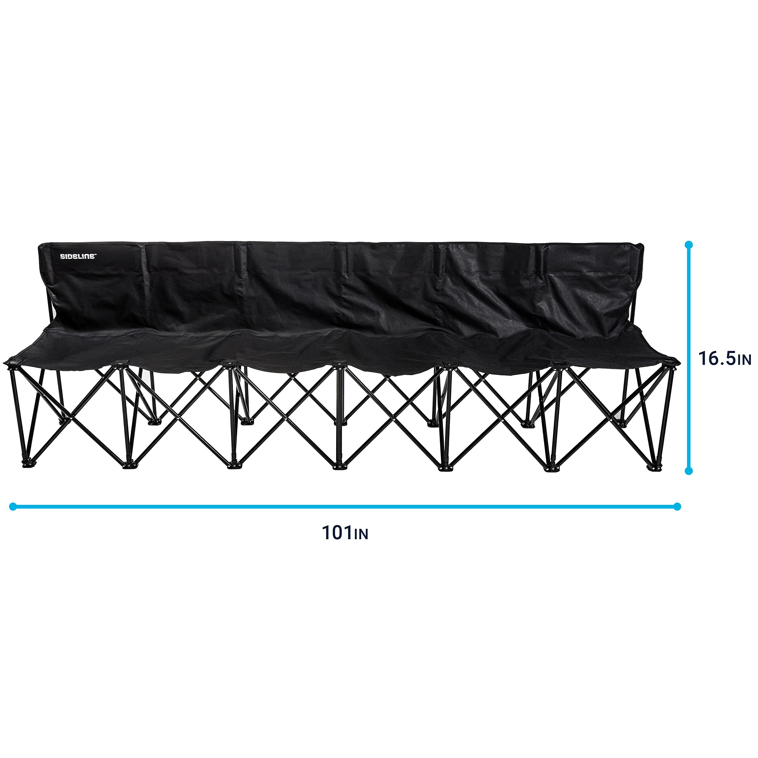 Franklin Sports Sideline Team Bench - Collapsible 6-Person Pop-Up Sports Bench for Baseball, Soccer & Football - Easy Assembly Portable Bleacher for Coaches & Players - Black