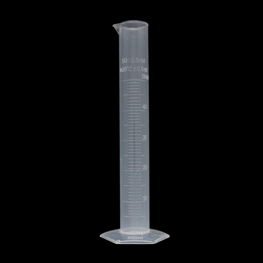 Othmro 50ml Plastic Graduated Measuring Cylinder with Hex Base & Pour Spout - Lab Test Tube Beakers for Science Experiments, Home & School Chemistry Use