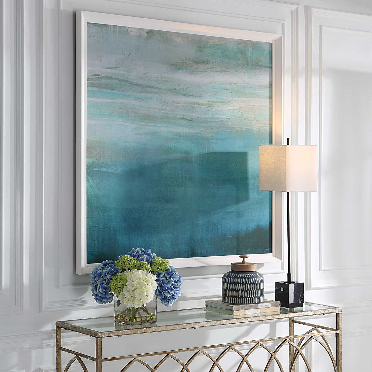 Cancun Teal Frame Print Wall Art - Tropical Beach Decor for Living Room, Bedroom & Office | Coastal Home Decor
