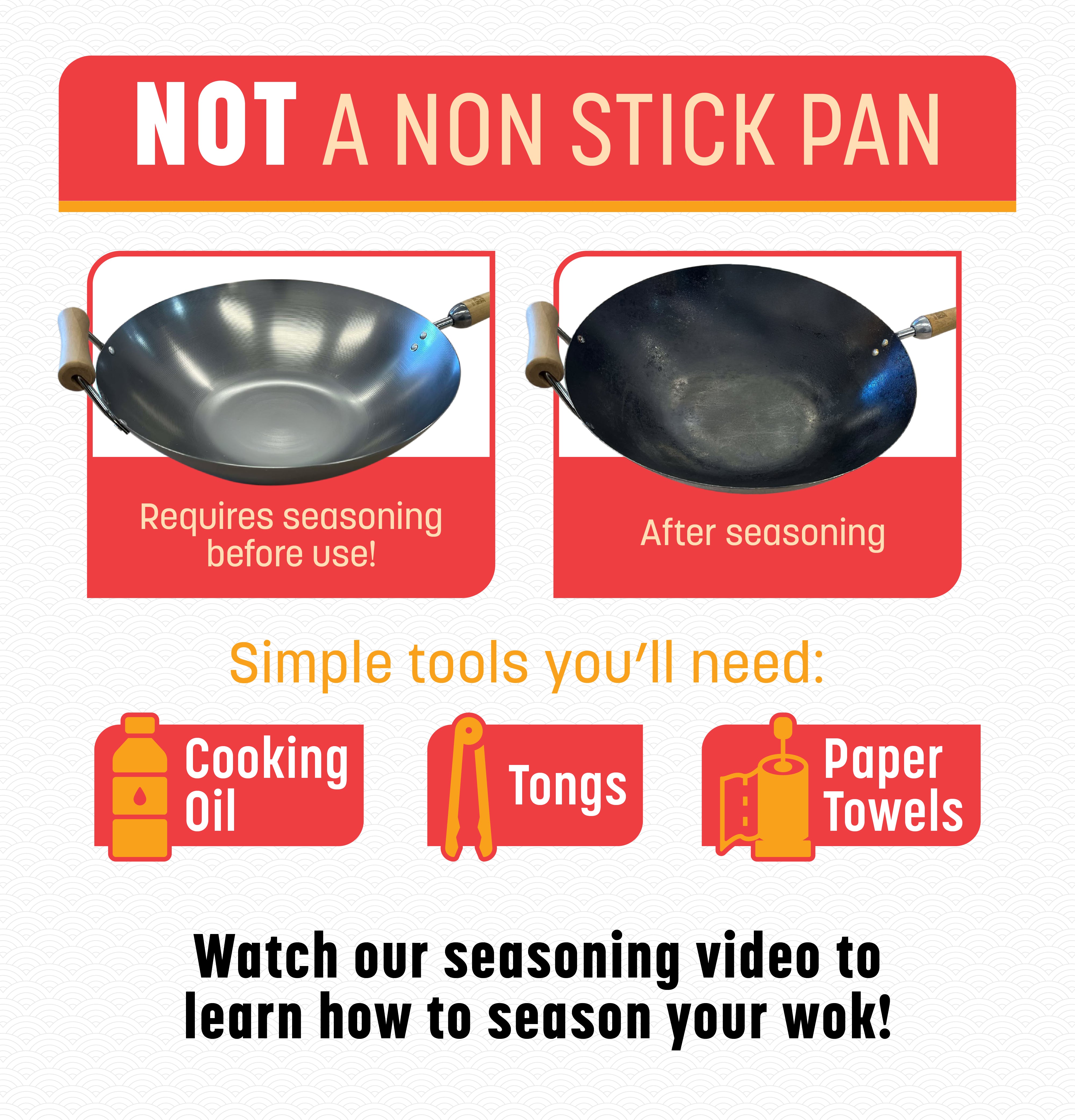 12 Inch Carbon Steel Stir Fry Pan with Birch Handle - Classic Series Wok for Professional Cooking | Perfect for Stir-Frying, Searing & Asian Cuisine