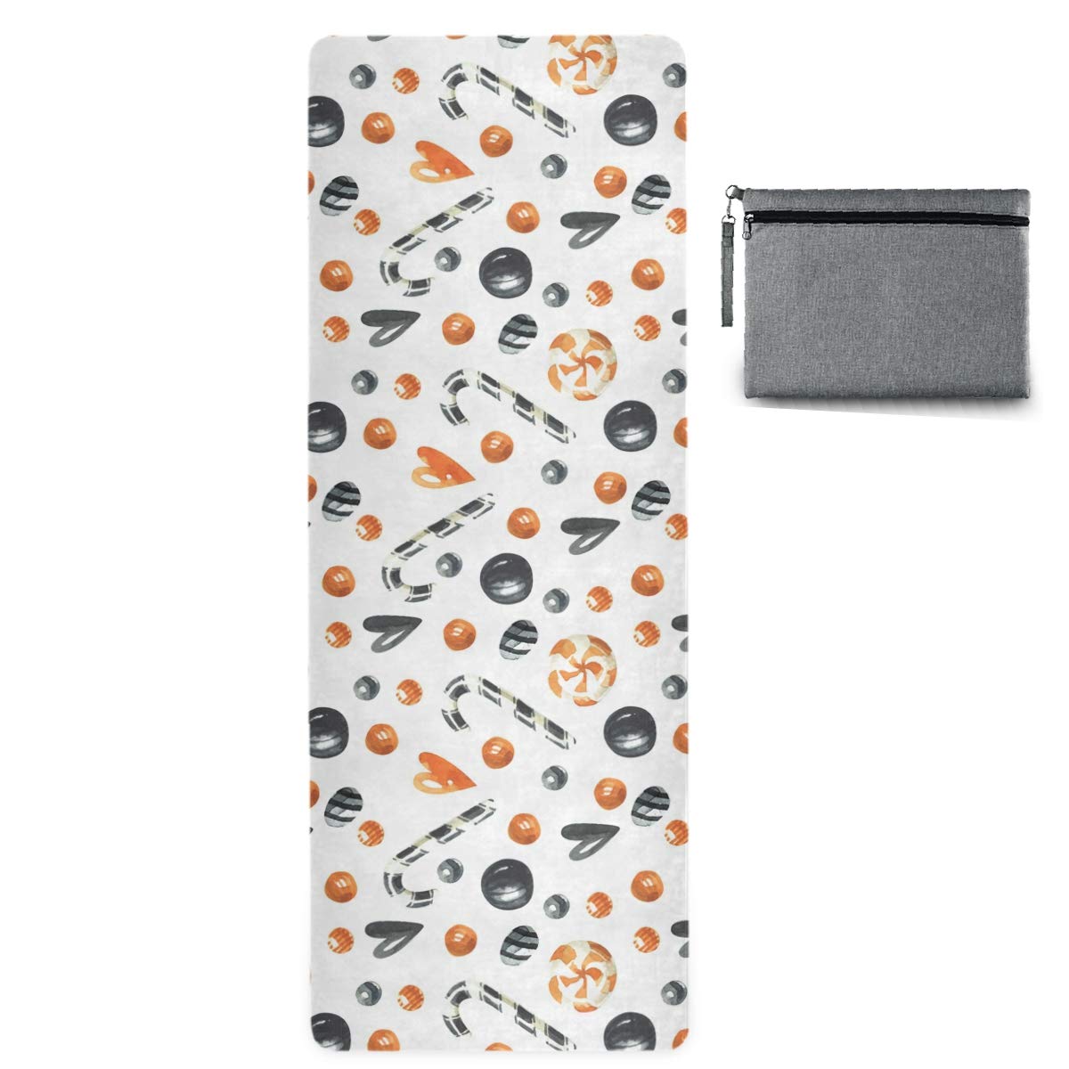 Premium Foldable Travel Yoga Mat - Lightweight Non-Slip Skull Design Halloween Workout Mat with Carrying Bag for Yoga, Pilates & Gym (71