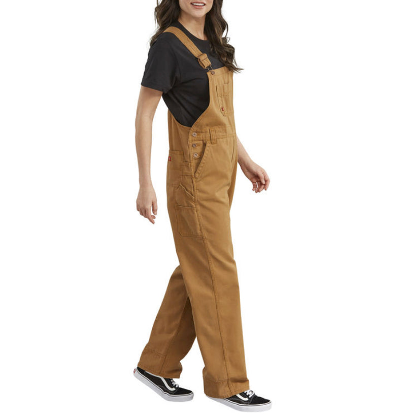 Dickies Women's Brown Duck Bib Work Overall FB206 - Durable Workwear for Women, Comfortable & Stylish - Perfect for Construction, Farming, and Outdoor Activities
