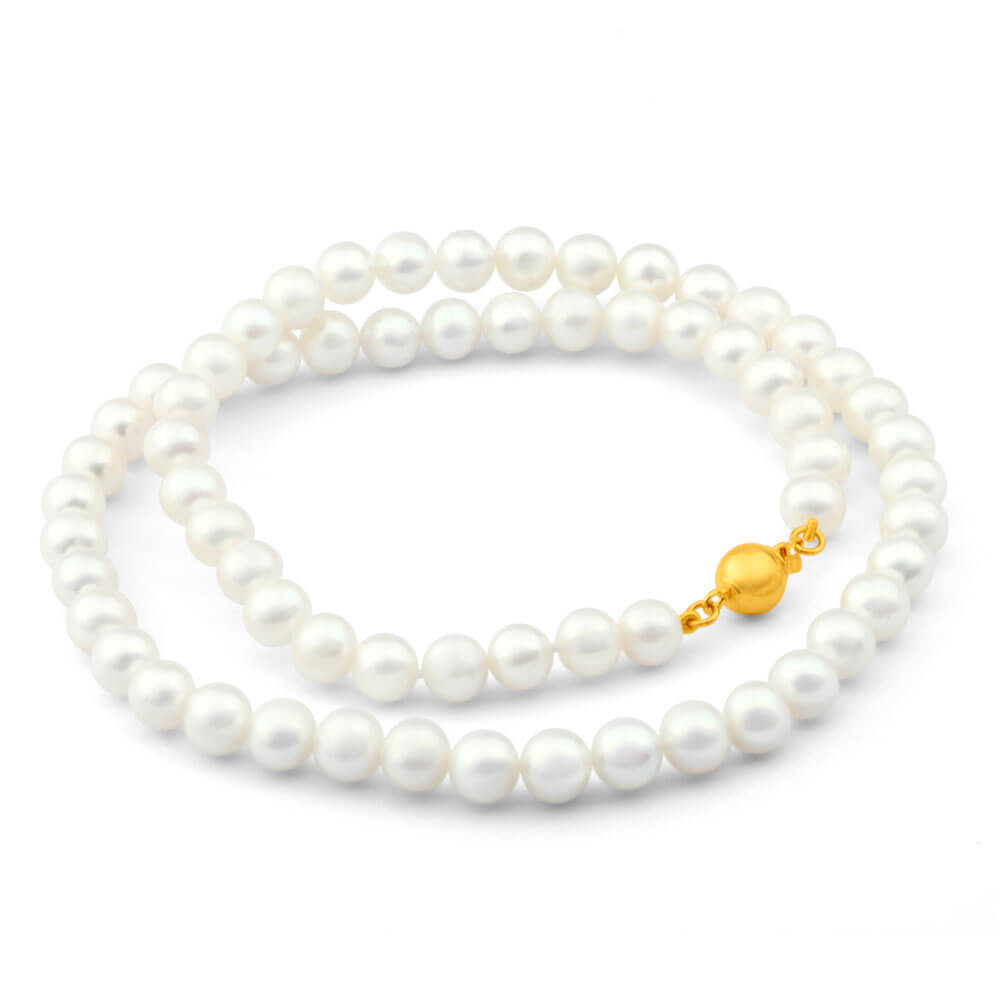 45cm Freshwater Pearl Necklace with Silver Gold Plated Clasp - Elegant Jewelry for Women, Perfect for Weddings, Parties & Special Occasions