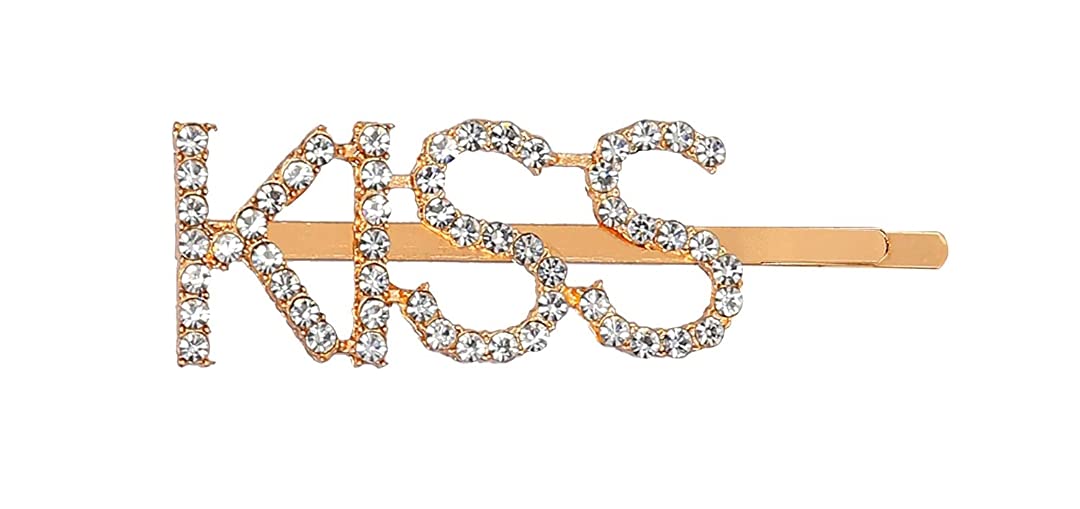 Elegant Crystal Letter Hair Clips for Women & Girls - Gold Kiss Design Hairpins, Trendy Hair Accessories for Parties, Weddings & Everyday Wear