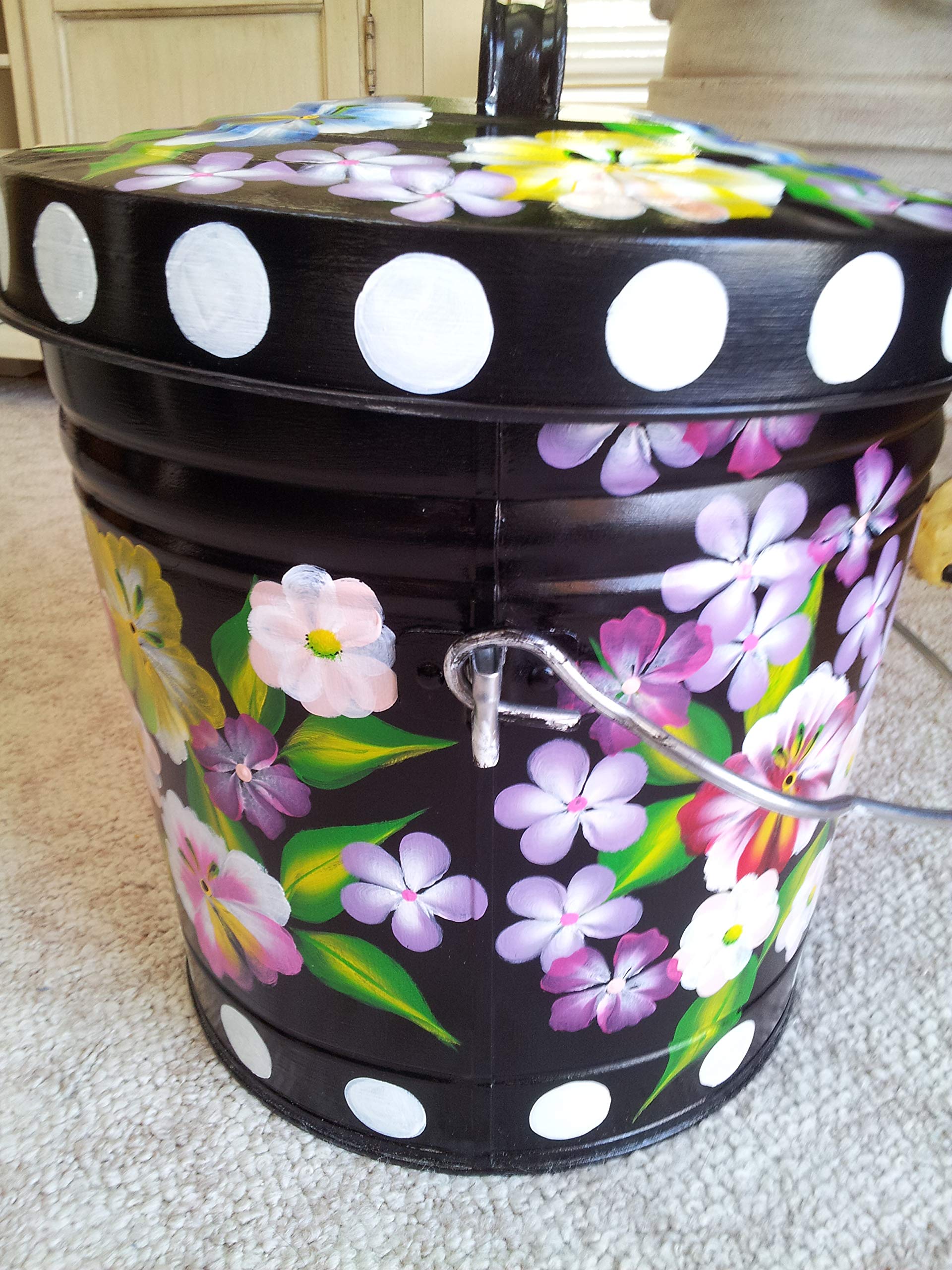 6 Gallon Hand Painted Decorative Trash Can - Elegant Waste Bin for Kitchen, Bathroom & Office - Perfect for Home Decor & Waste Disposal