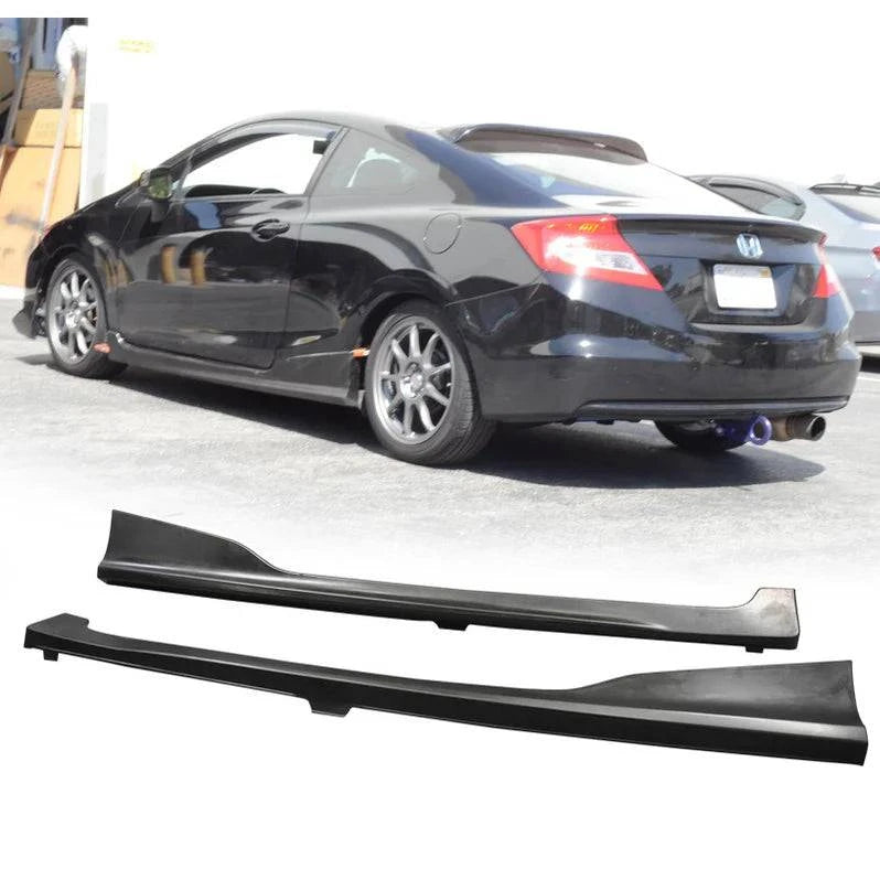 2012-2015 Honda Civic Coupe Side Skirt - HFP/HF Style Unpainted Black ABS Plastic Body Kit - Perfect for Car Enthusiasts & Street Racing Upgrades