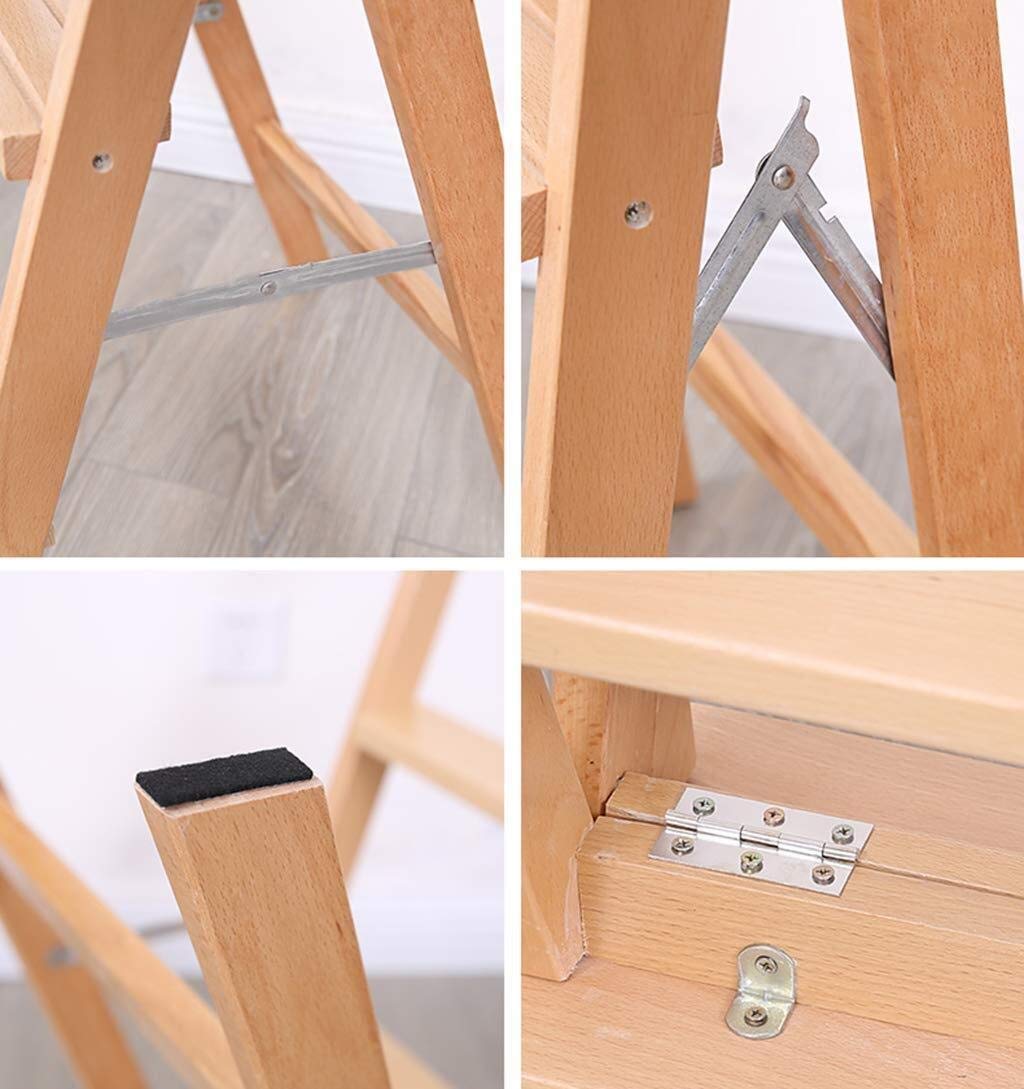 3-Step Wooden Folding Step Stool - Multifunctional Kitchen & Office Ladder Chair, Space-Saving & Portable - Perfect for Home, Garage, and Workspaces (Gray)