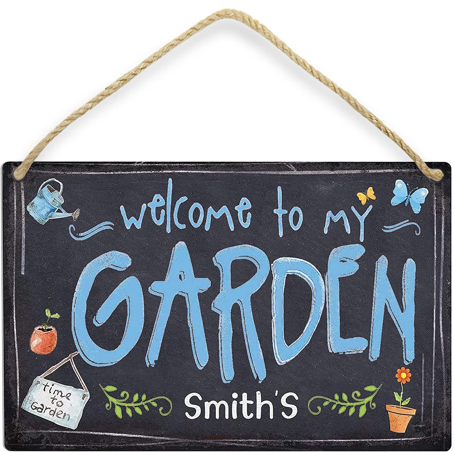 Personalized Welcome to My Garden Sign - Handcrafted Wooden Hanging Plaque for Farmhouse, Patio, Deck, Porch & Yard Decor - Perfect for Outdoor Greetings & Rustic Home Garden Decorations