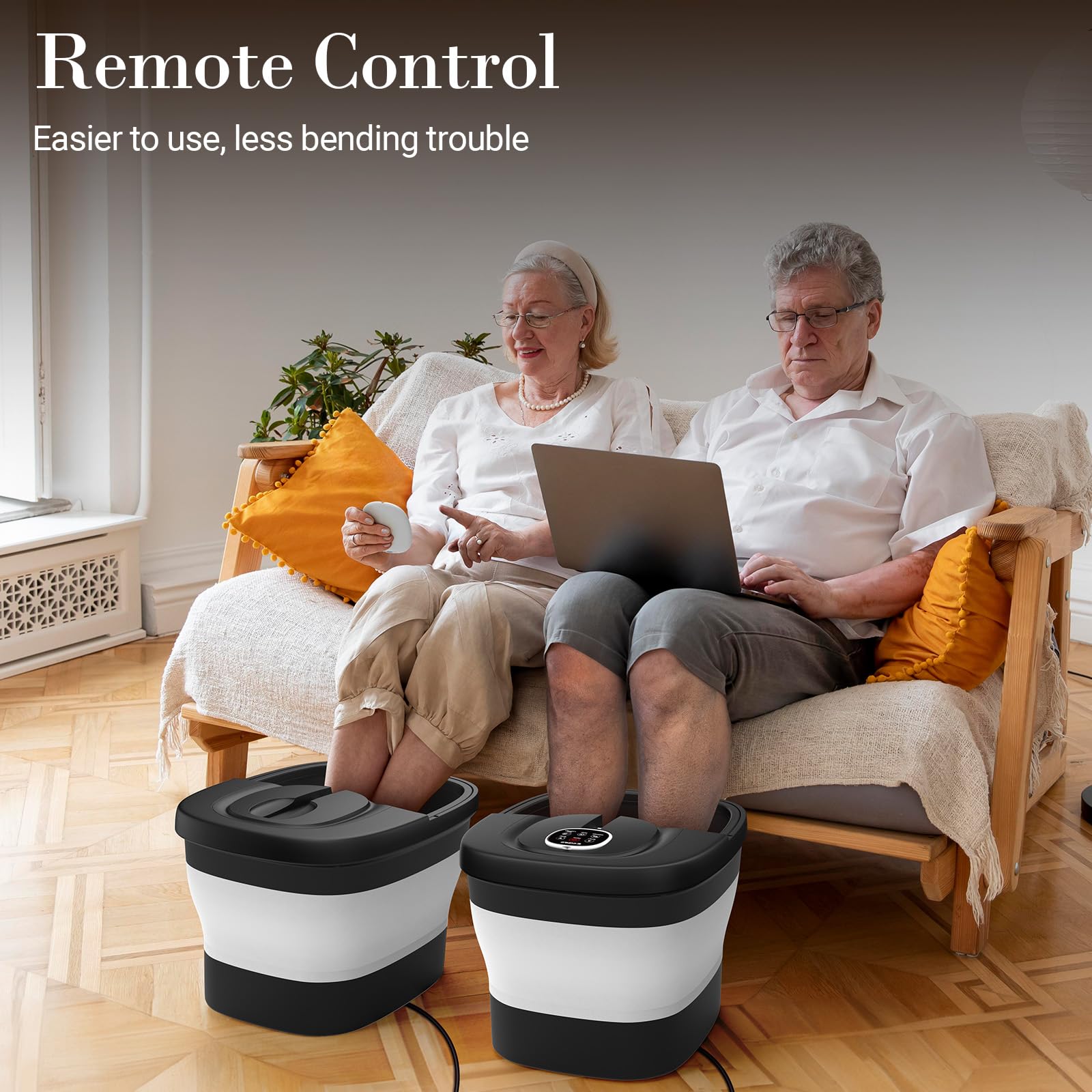 2025 Upgraded Electric Foot Spa Massager with Heating & Circulation, Shiatsu Massage Balls, Pedicure Soaking Tub - Remote Control & Handle for Stress Relief - Perfect for Home Relaxation, Spa Days & Gift Giving