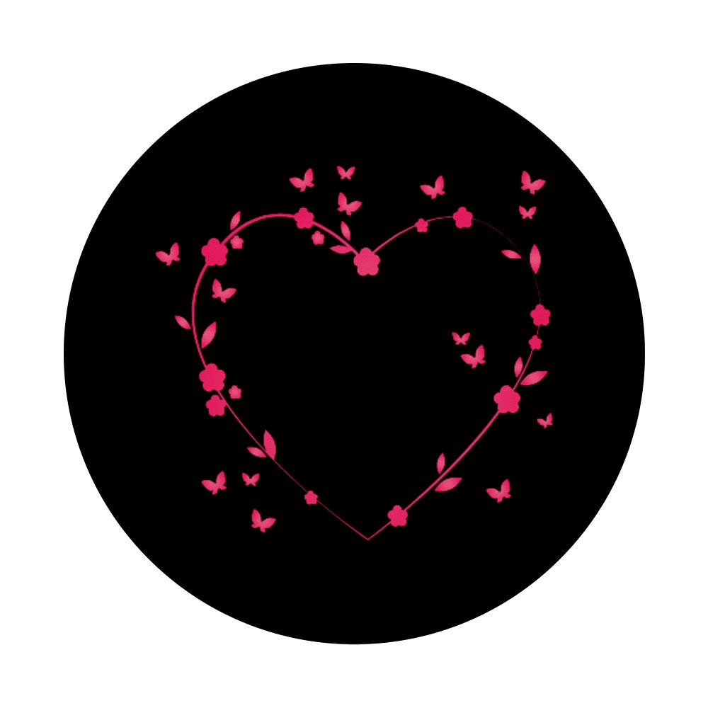 PopSocket Pink Heart Butterflies Expandable Swappable Phone Grip for iPhone 11 - Perfect for Everyday Use, Travel, and Selfies