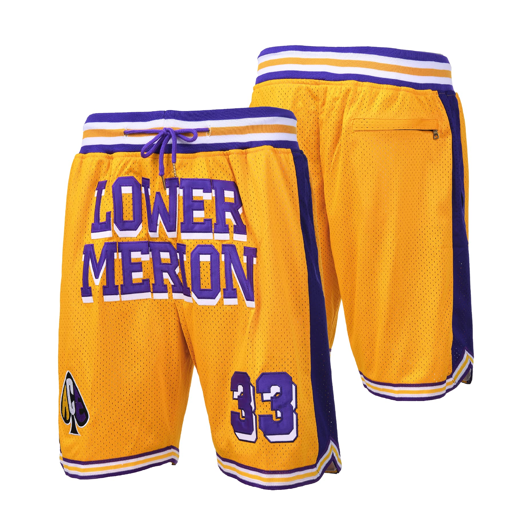 Forowm Men's Basketball Shorts - Retro 33 High School Athletic Shorts with Stitched Design | Breathable Sports Pants for Basketball, Gym & Casual Wear