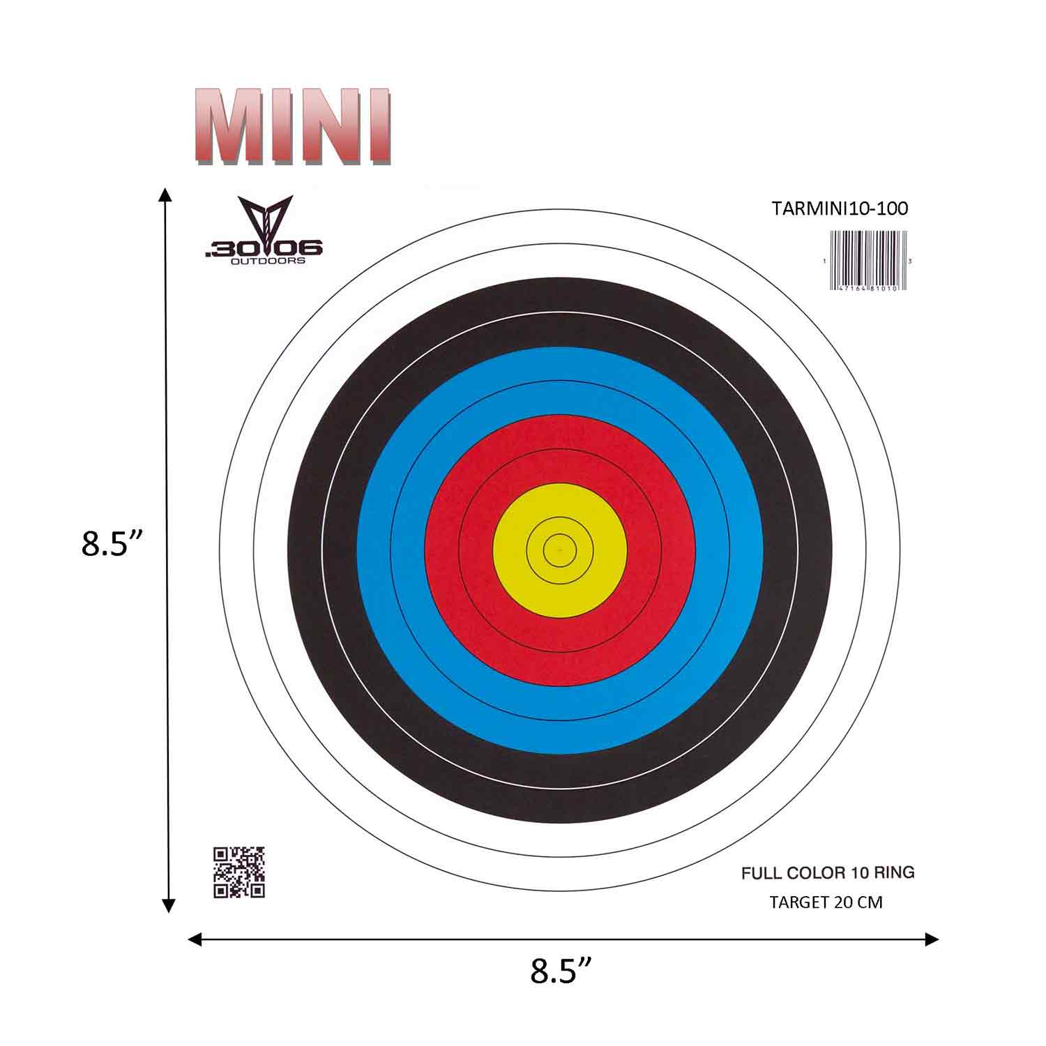 30-06 Mini Archery Target Sets - 10 Ring 100ct Practice Shooting Targets for Indoor/Outdoor Archery Training & Hunting Practice