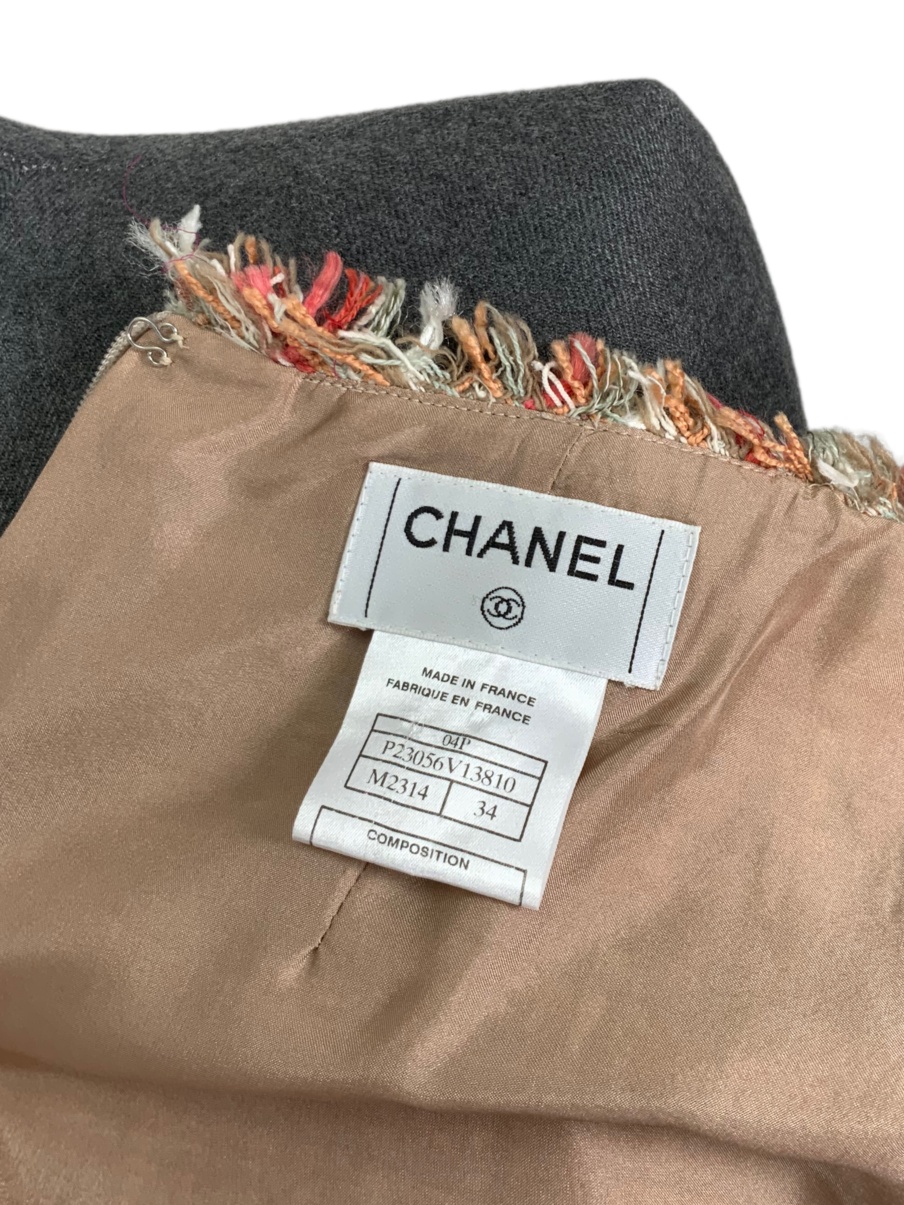 CHANEL 04P Plaid Tweed Skirt Suit Set - Size S for Women | Classic Luxury Tweed Jacket & Skirt Outfit | Perfect for Office, Cocktail Parties & Formal Events