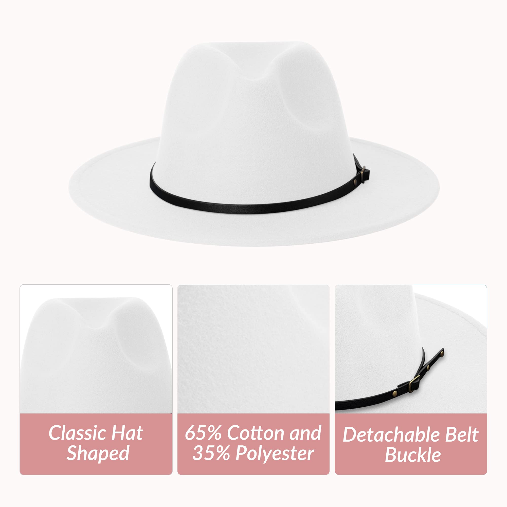 Stylish Fedora Hats for Men & Women - Wide Brim Felt Dress Hat with Belt Buckle | Classic Panama Hat for Outdoor Events, Weddings & Fashion Accessories