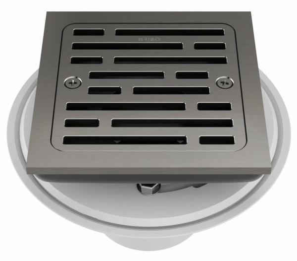 Luxe Steel 4-Tile In Square Shower Drain BT062415 SL by Brizo - Perfect for Modern Bathroom Renovations and Luxury Shower Installations