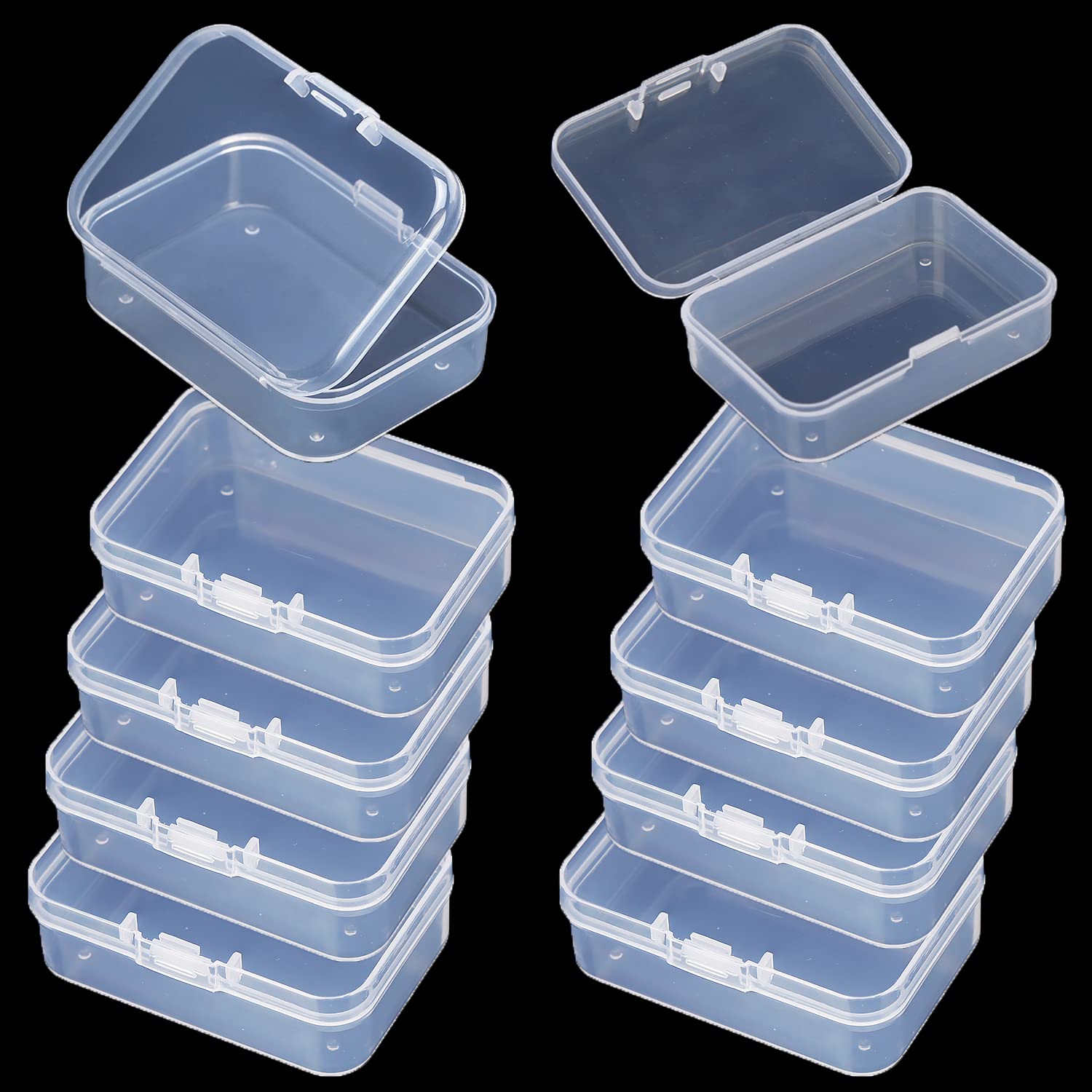 10-Piece Small Clear Plastic Storage Box Set - Mini Rectangle Bead Organizer Containers for Jewelry, Earplugs, Crafts & Nail Art Accessories - Perfect for Travel, Home Organization & DIY Projects