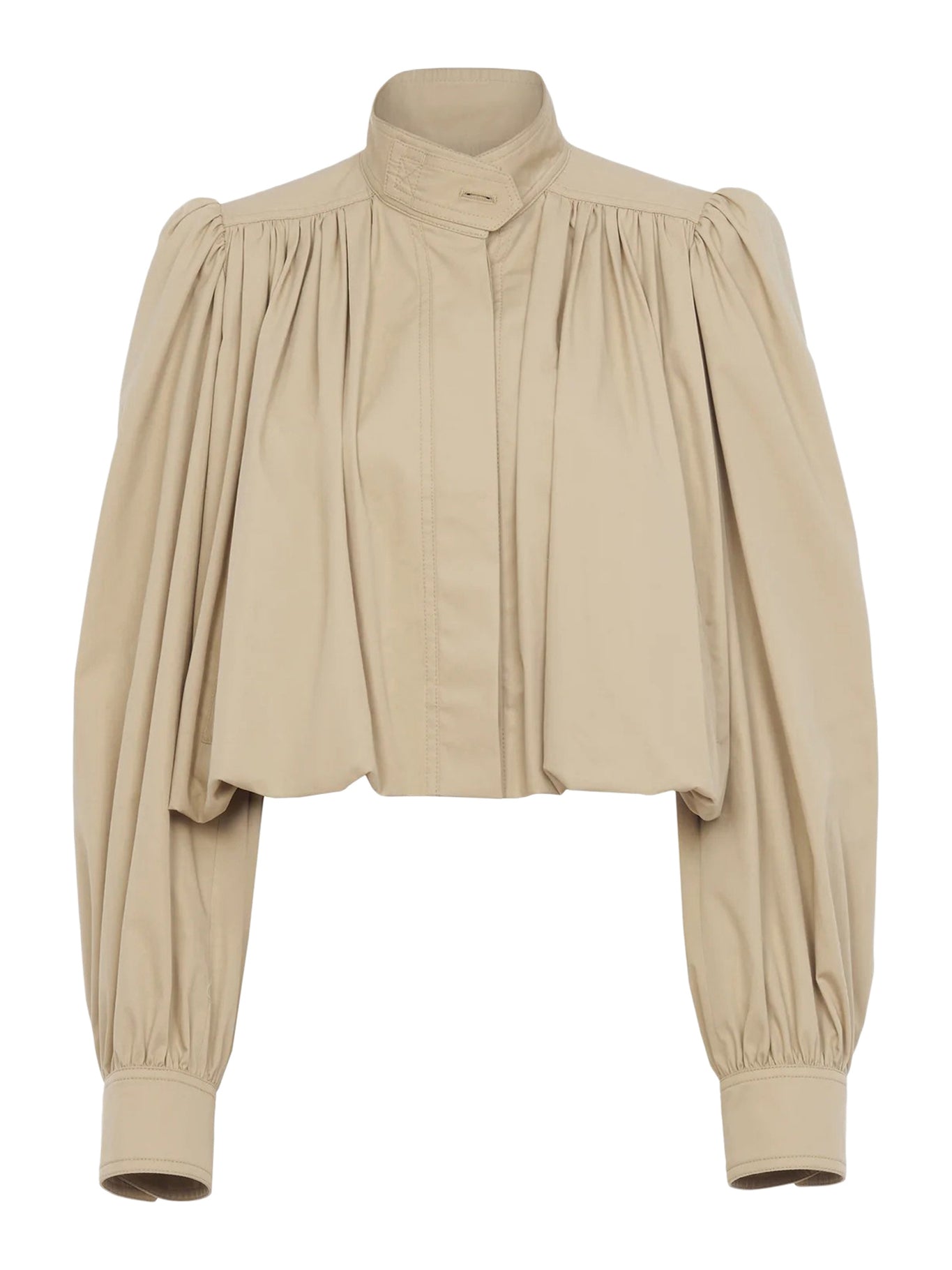 Gathered Boule Jacket in Cotton Gabardine - Women's Casual Outerwear for Fall & Winter | Perfect for Office, Travel, and Everyday Wear