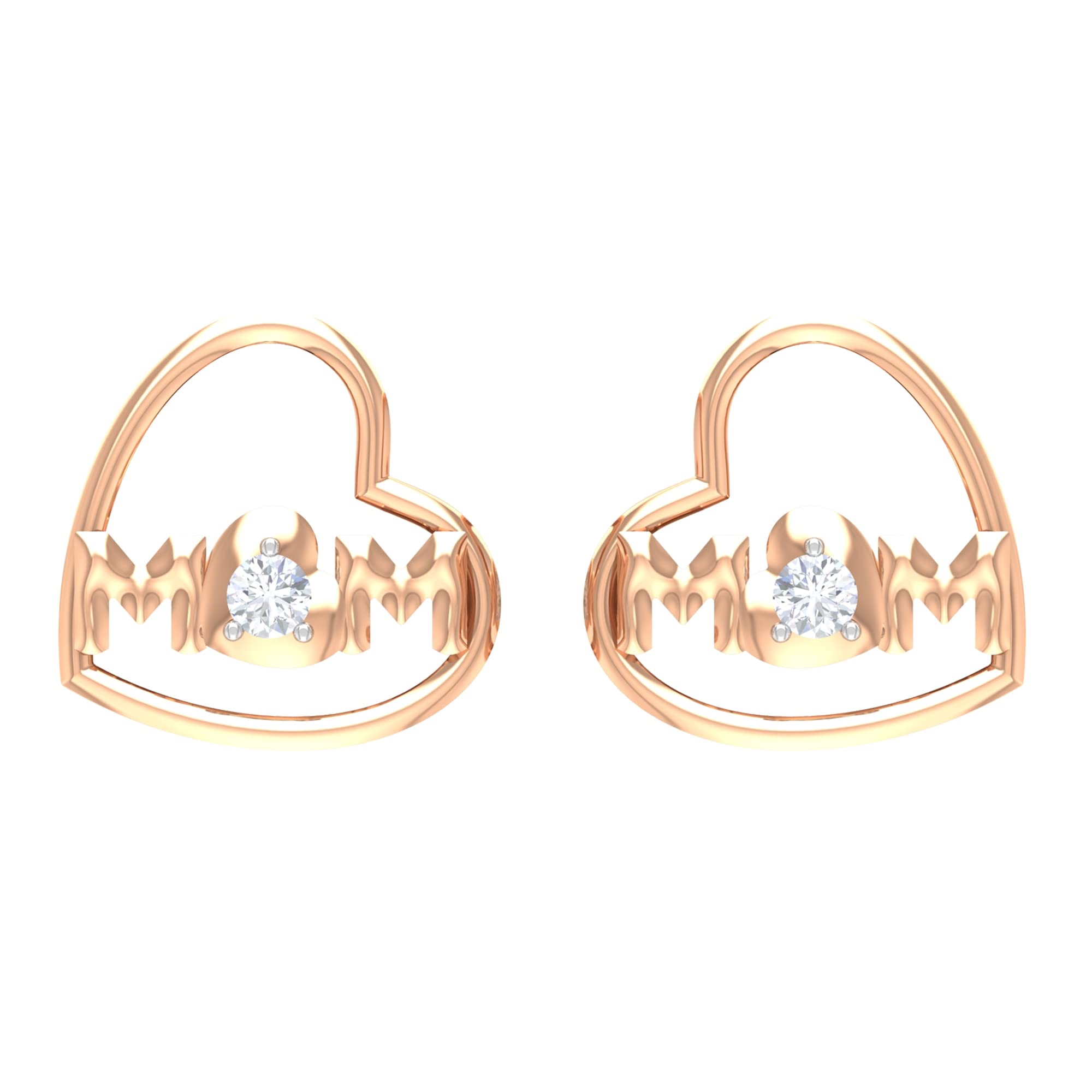 14K Solid Gold Heart Shape Diamond Stud Earrings for Women - Initial Letter Studs, Dainty Gold Heart Earrings with Sparkling Diamond - Perfect for Valentine's Day, Anniversary & Everyday Elegance