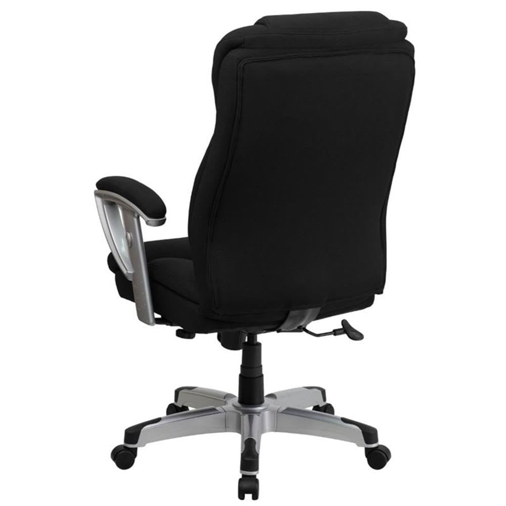 Pemberly Row Modern Fabric High Back Office Chair with Adjustable Arms - Black - Ergonomic Desk Chair for Home & Office Workspaces