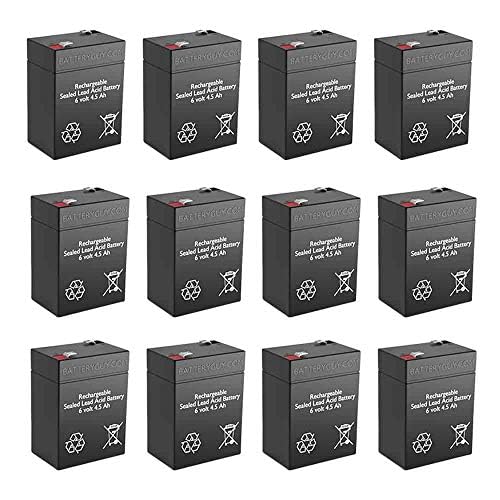 ASLA0955 Replacement 6V 4.5Ah Sealed Lead Acid (SLA) Battery - 12 Pack Rechargeable Batteries for Emergency Lights, Security Systems & Power Backup