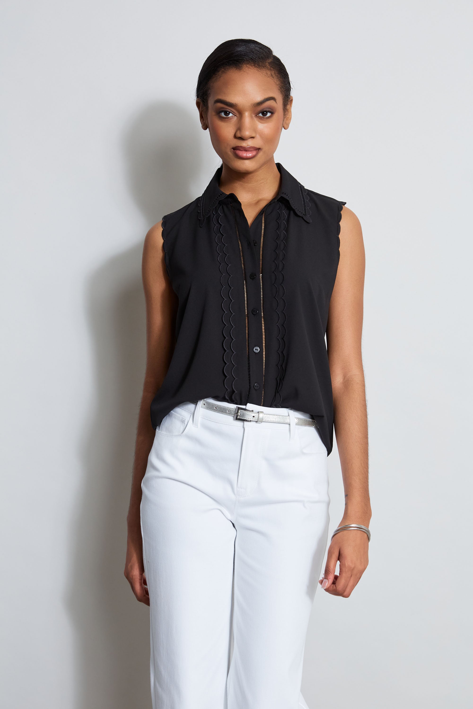 Women's Sleeveless Button Down Shirt - Casual Summer Blouse for Work & Vacation - Lightweight Breathable Office Wear & Beach Cover Up