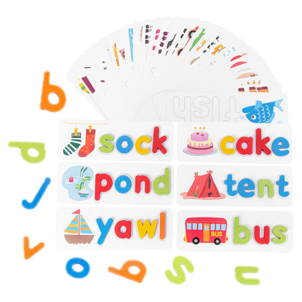 Montessori Wooden Spelling Blocks - Educational Brain Game for Kids, Sight Words Learning Toys with Flash Cards | Perfect for Preschool, Homeschool & Early Childhood Development
